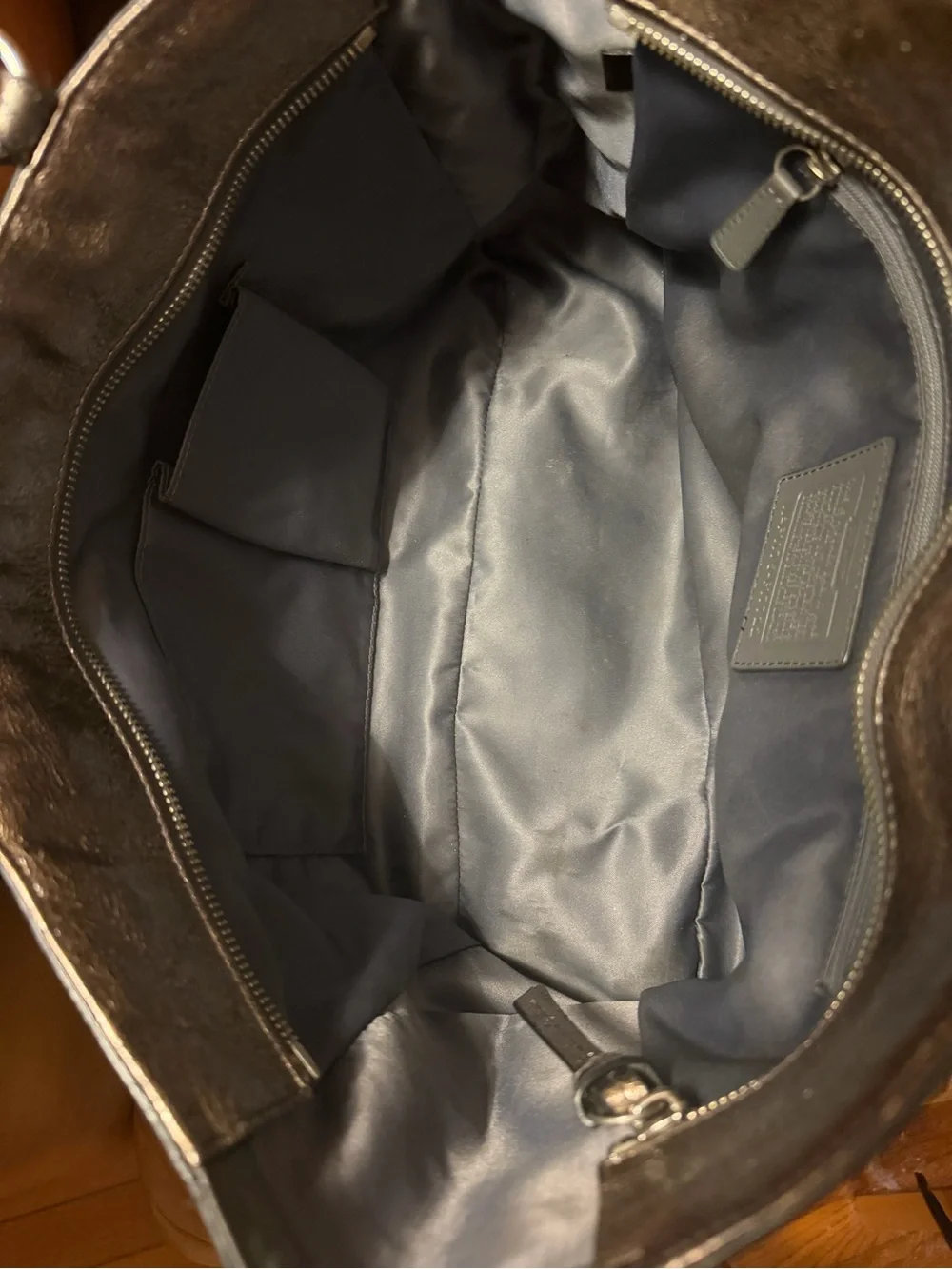 Coach Metallic Pewter Shoulder Tote